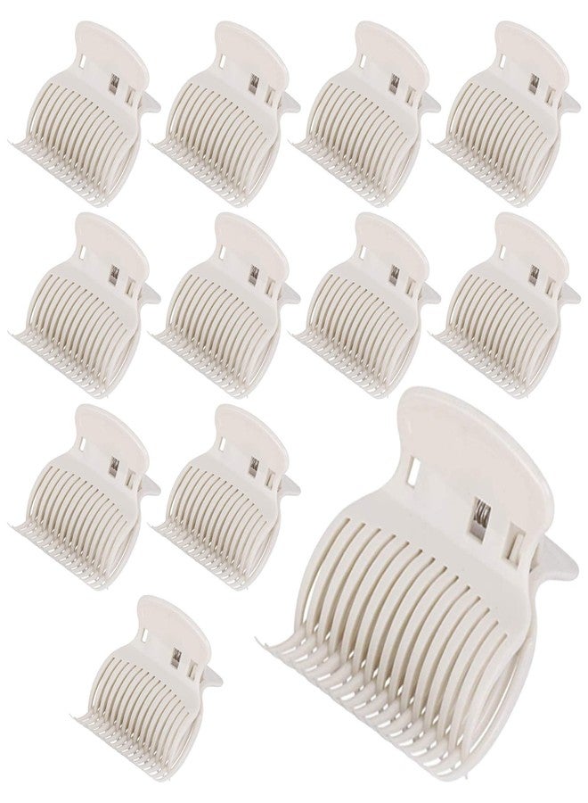 Tbestmax 12 Pack Hot Roller Clips for Hair Curler Claw Clip Replacement Hair Section Styling for Women Girls - White - Image 1